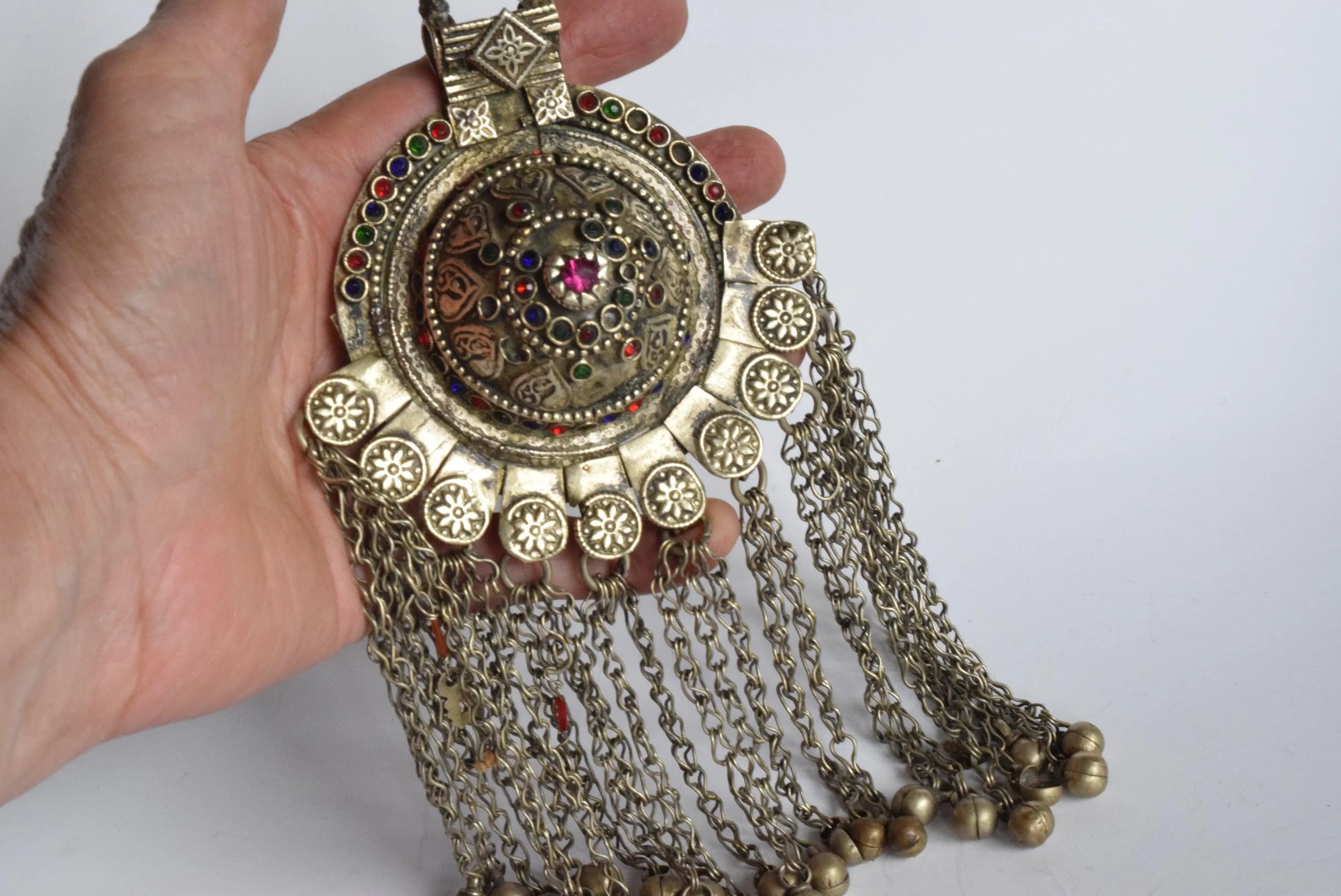 Vintage Kuchi Pendant With Colorful Glass Beads