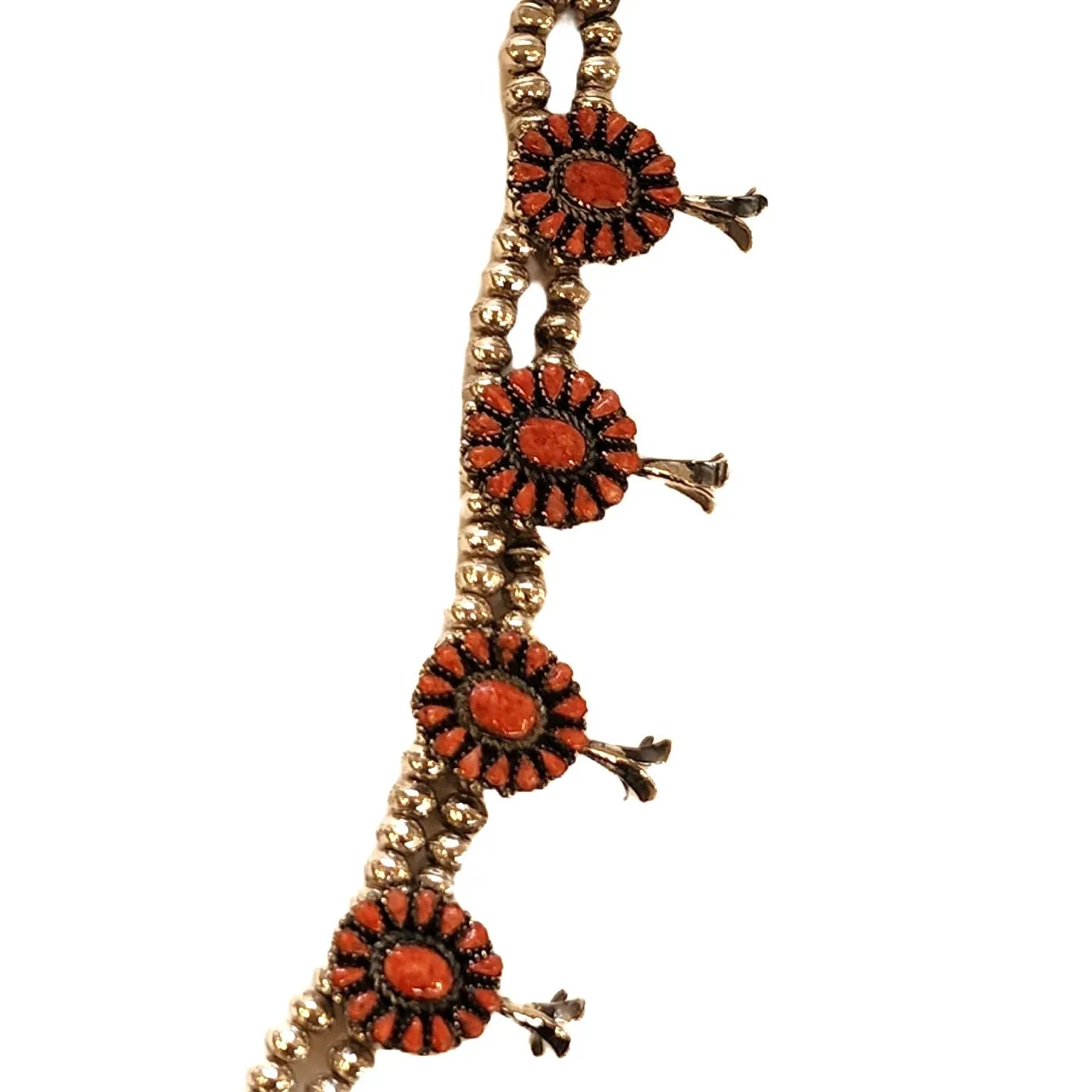 Vintage Red Spiny Oyster Squash Blossom Necklace