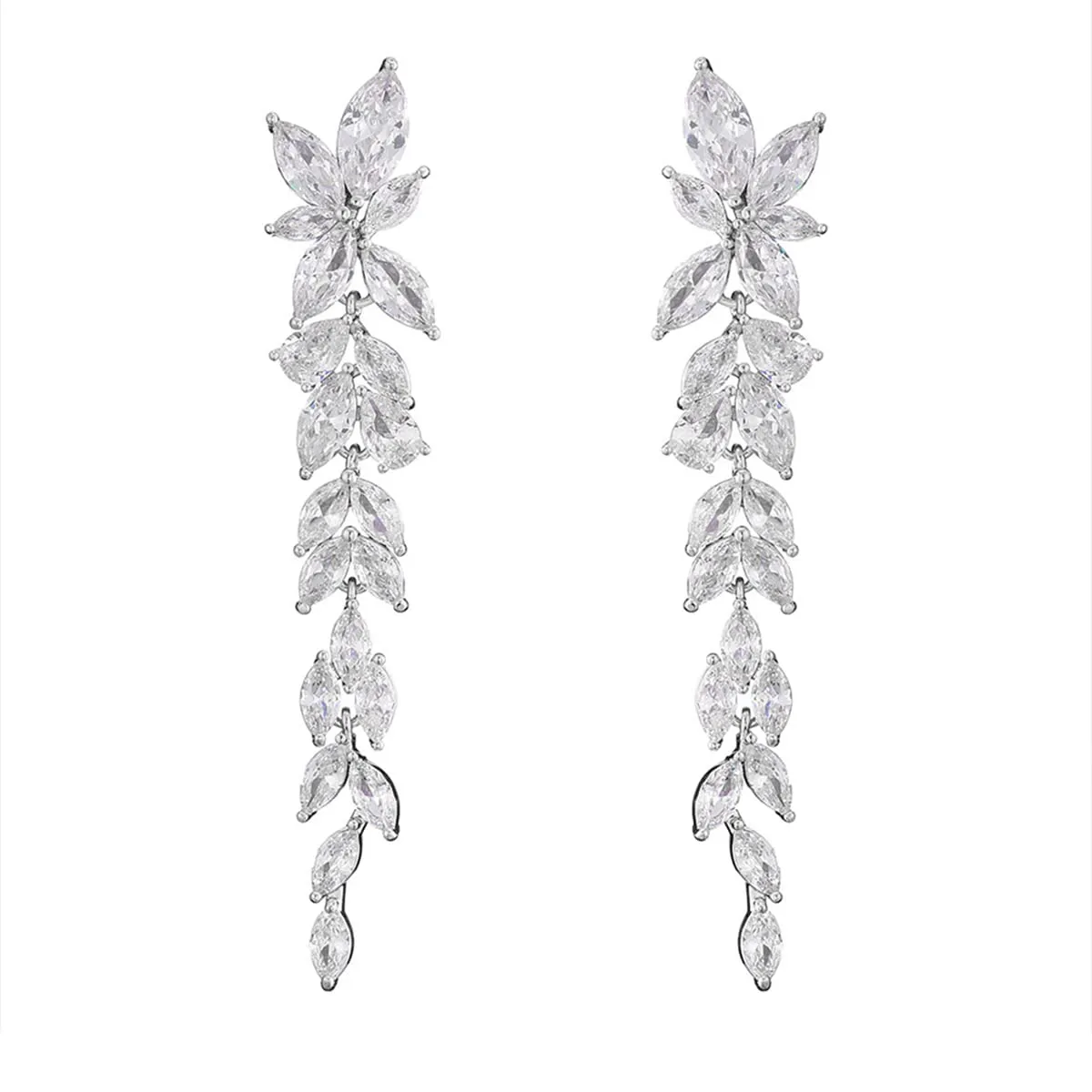Yellow Chimes Dangler Drop Earrings for Women White Crystal Flower Designed Dangler Drop Earrings for Women and Girls